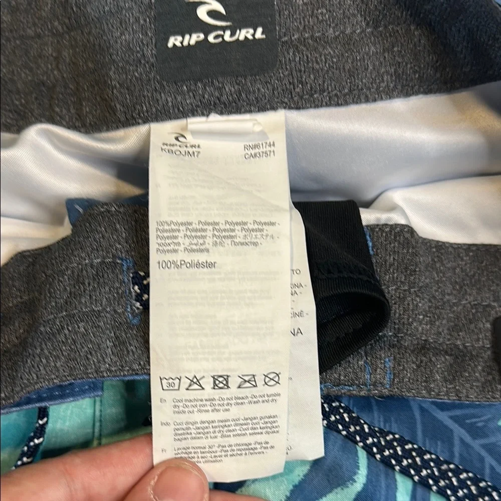 Rip Curl Blue and Green Board Shorts with Tropical Print